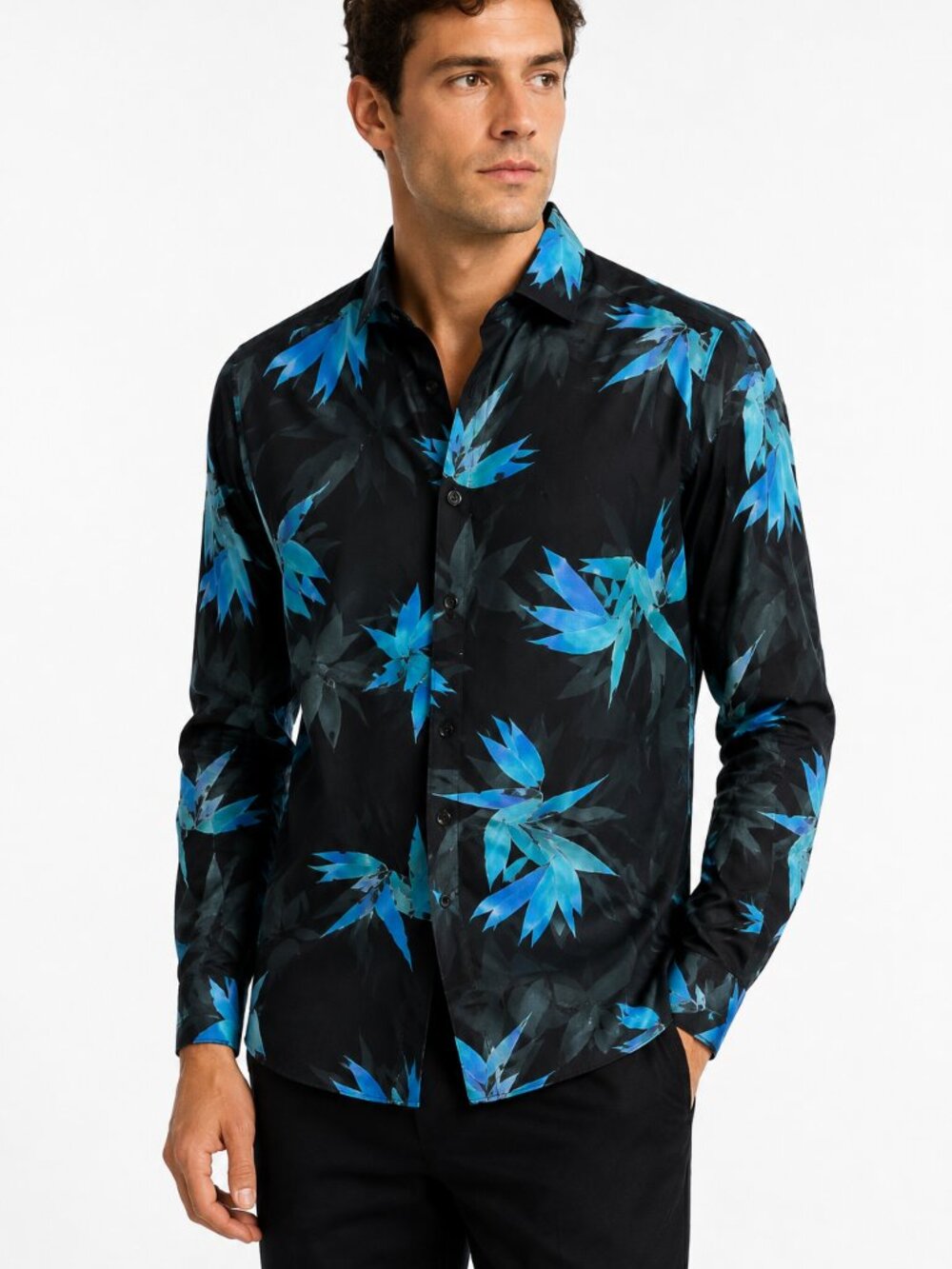 Reiss Men’s Slim Fit Tropical Print Button Down Shirt Size L - Picture 5 of 5